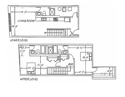 Floor plan for 2 beds, 2 baths, 1244 sqft